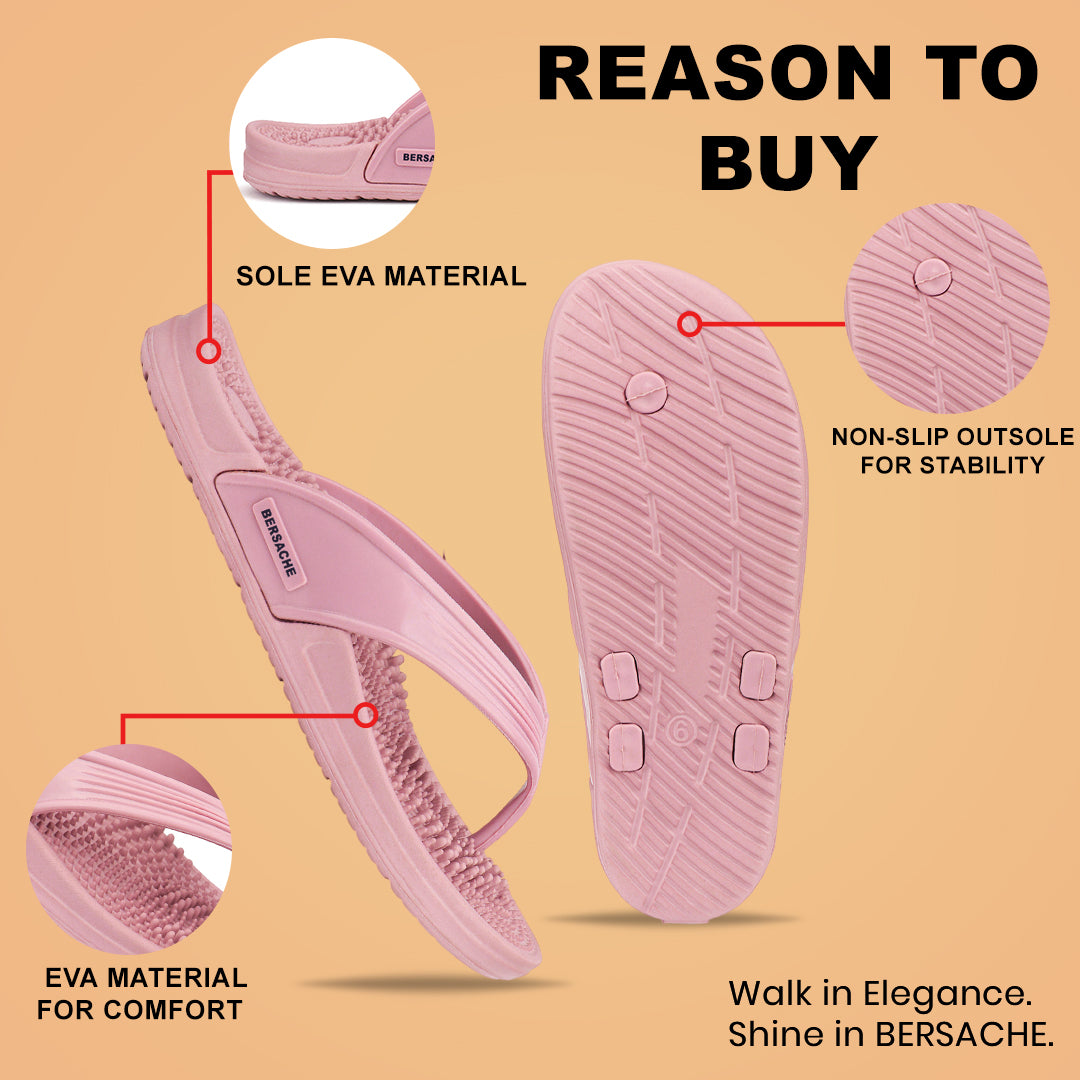 Bersache Extra Soft Classic Casual CHAPPAL with Regular wear with Ultra Soft & Flexibility Technology Slippers for Women's-(6334-Pink).