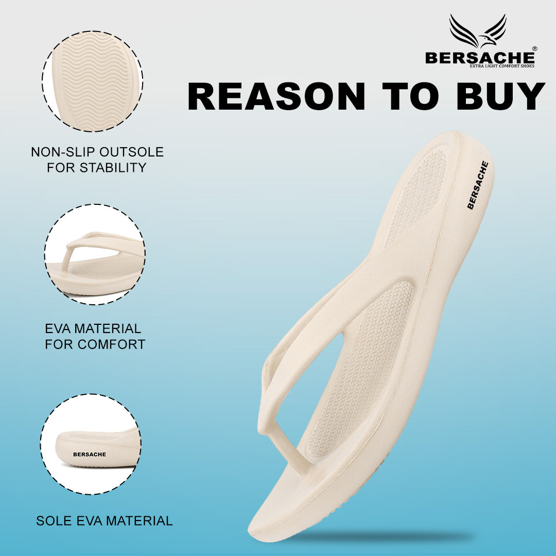Bersache Extra Soft Classic Casual with Regular wear with Ultra Soft & Flexibility Technology Flip-Flop for Women's & Girl's (6254-Beige)
