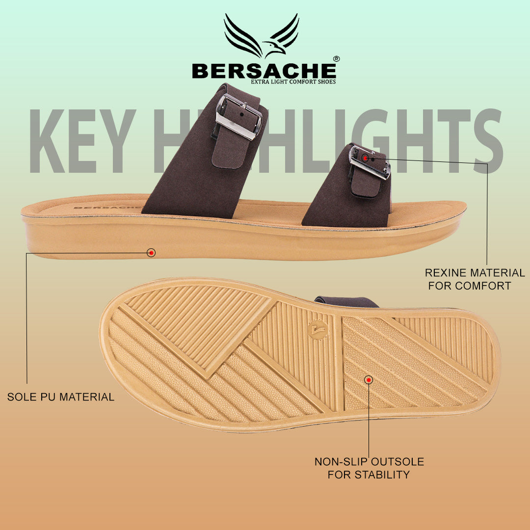 Bersache Extra Soft Classic Casual with Regular wear with Ultra Soft & Flexibility Technology Sandal For Women's/Girl's-Dark-Brown-6260