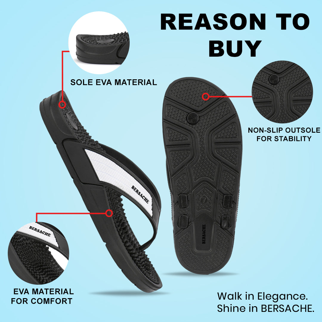 Bersache Extra Soft Classic Casual with Regular wear with Ultra Soft & Flexibility Technology Sandals for Men's-(6335-Black).