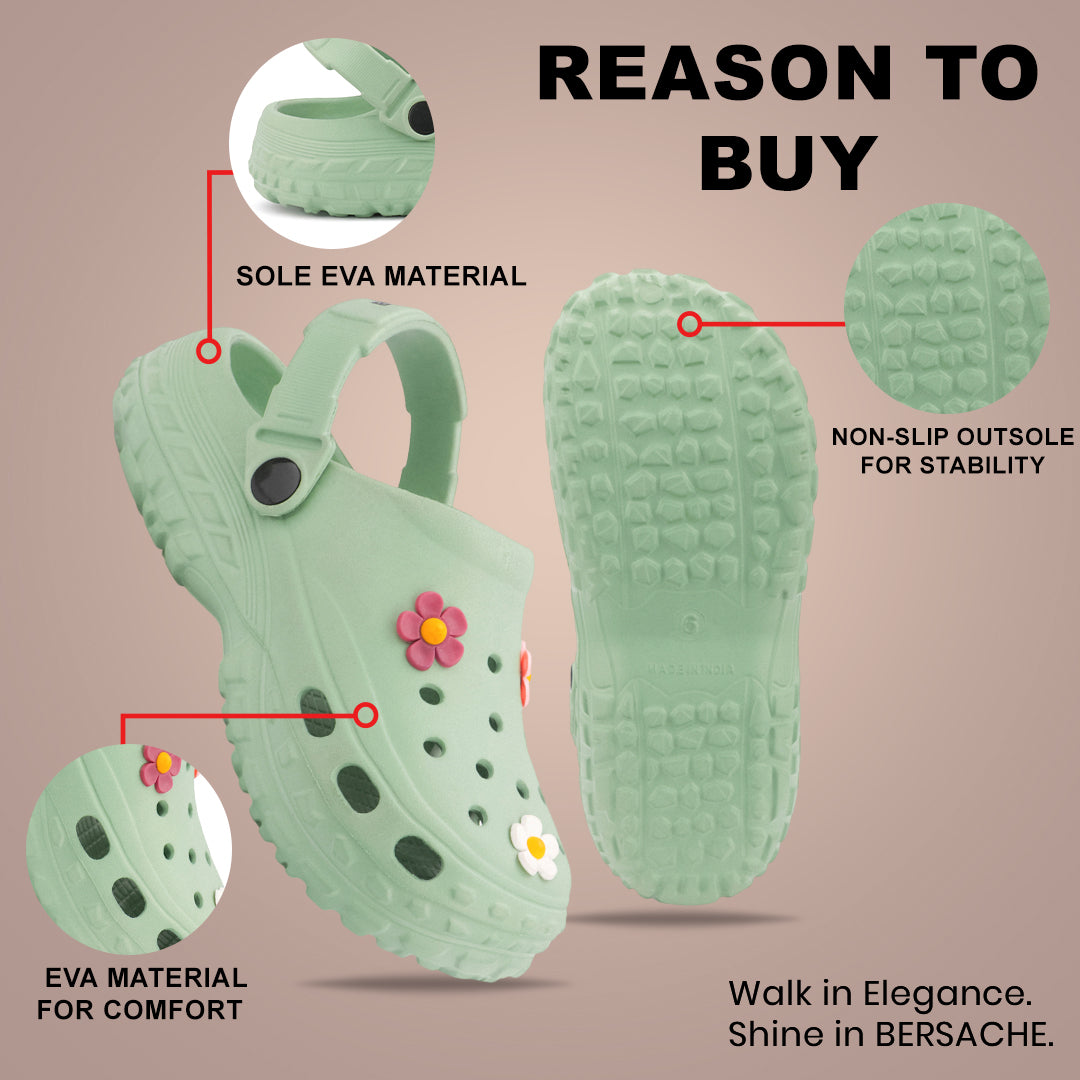 Bersache Extra Soft Classic Casual with Regular wear with Ultra Soft & Flexibility Technology sandals for Women's & Girl's (6299-Green)