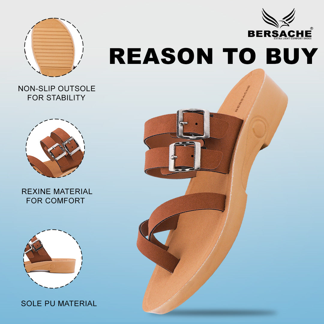 Bersache Extra Soft Classic Casual with Regular wear with Ultra Soft & Flexibility Technology Flip Flop For women's/Girl's-(Brown-6238)