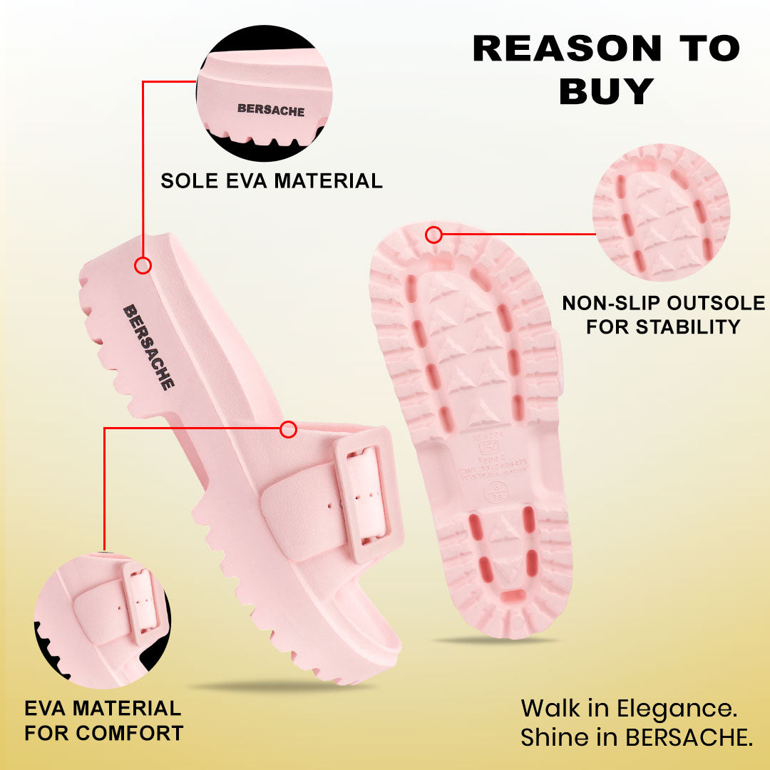 Bersache Extra Soft Classic Casual with Regular wear with Ultra Soft & Flexibility Technology Sandal for Women's-(6307-Pink)