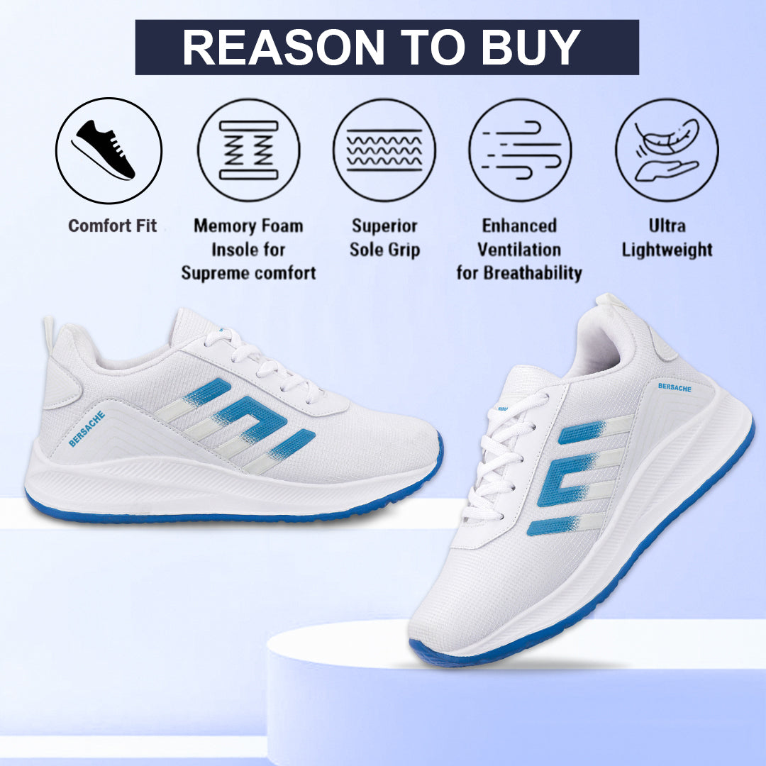 Bersache Premium Sports ,walking,Gym,cricket, Trending Running Shoes For Men's (White-8133)
