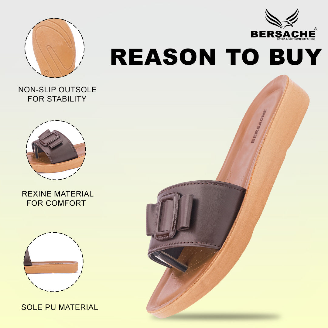 Bersache Extra Soft Classic Casual with Regular wear with Ultra Soft & Flexibility Technology Sandal For Women's/Girl's-Dark(Brown)-6227