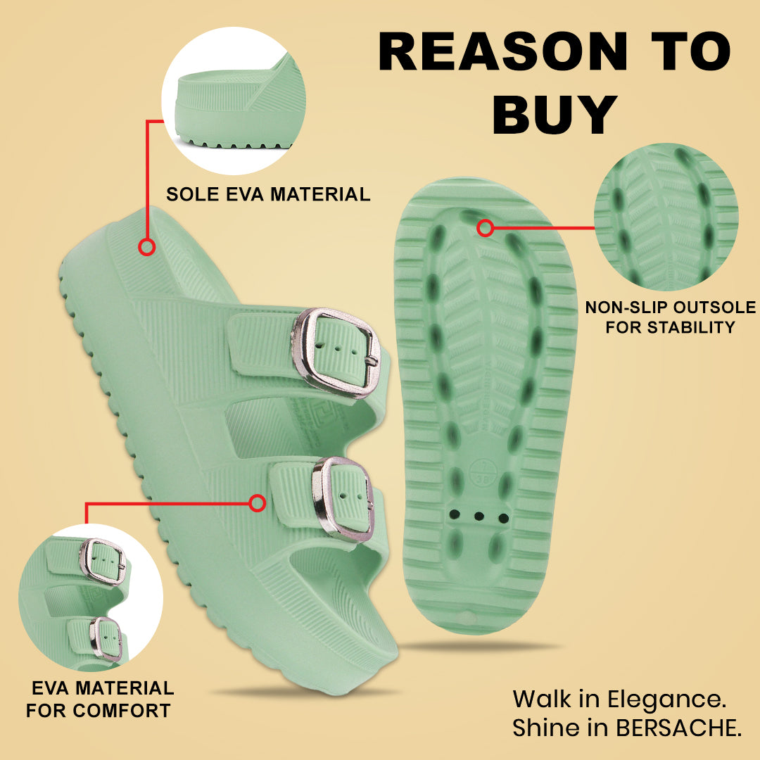Bersache Extra Soft Classic Casual with Regular wear with Ultra Soft & Flexibility Technology Sandal For Women's/Girl's-Green-6296.