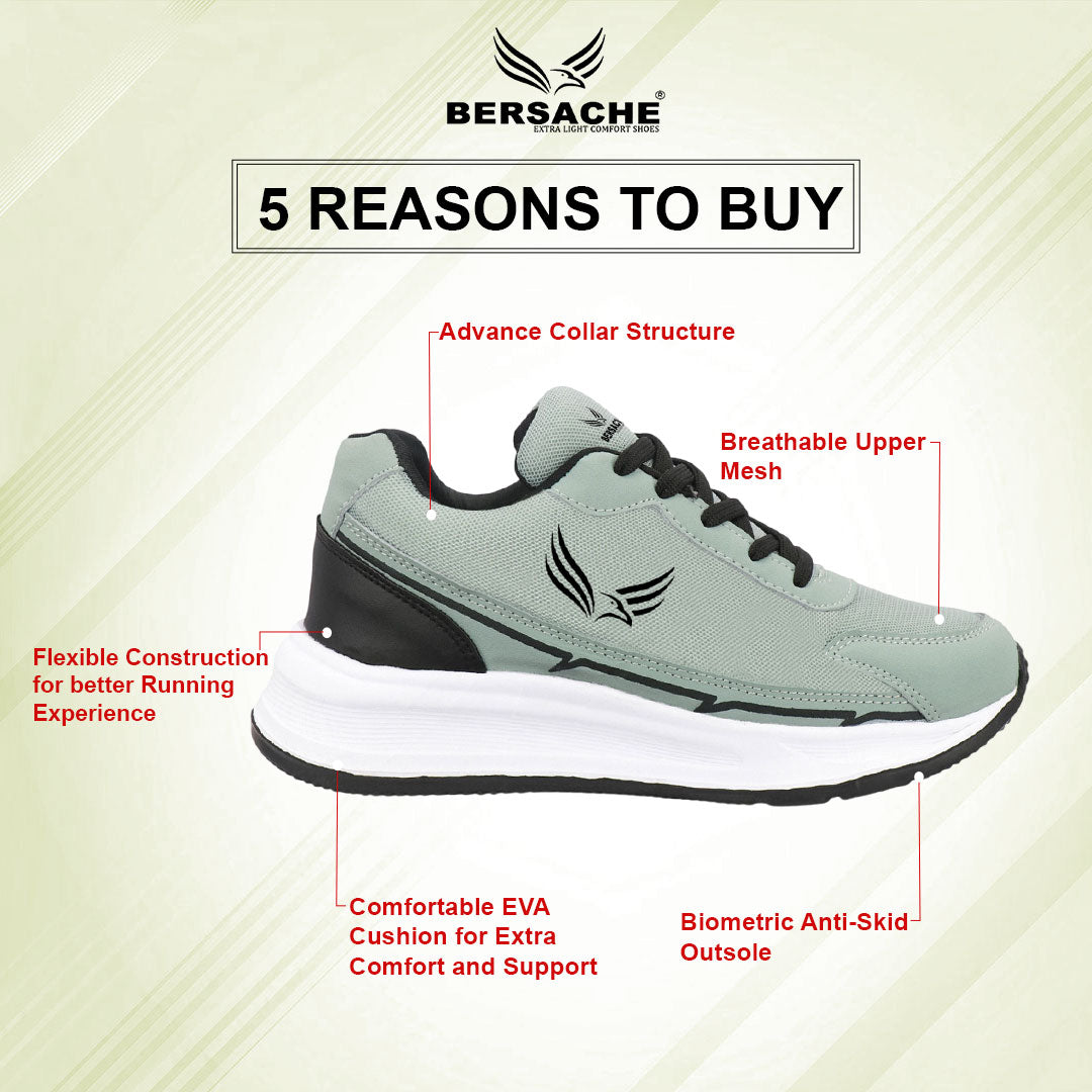 Bersache Casual Sneaker shoe for Men| Soft Cushioned Insole , Slip-Resistance Casuals For Men (Light-green-8139)