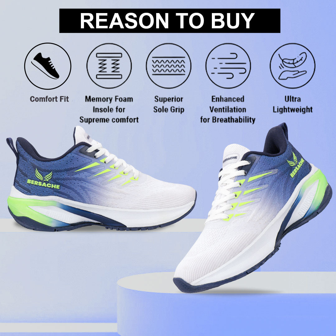 Bersache Premium Sports ,walking,Gym,cricket, Trending Running Shoes For Men's (Blue-White-9213).
