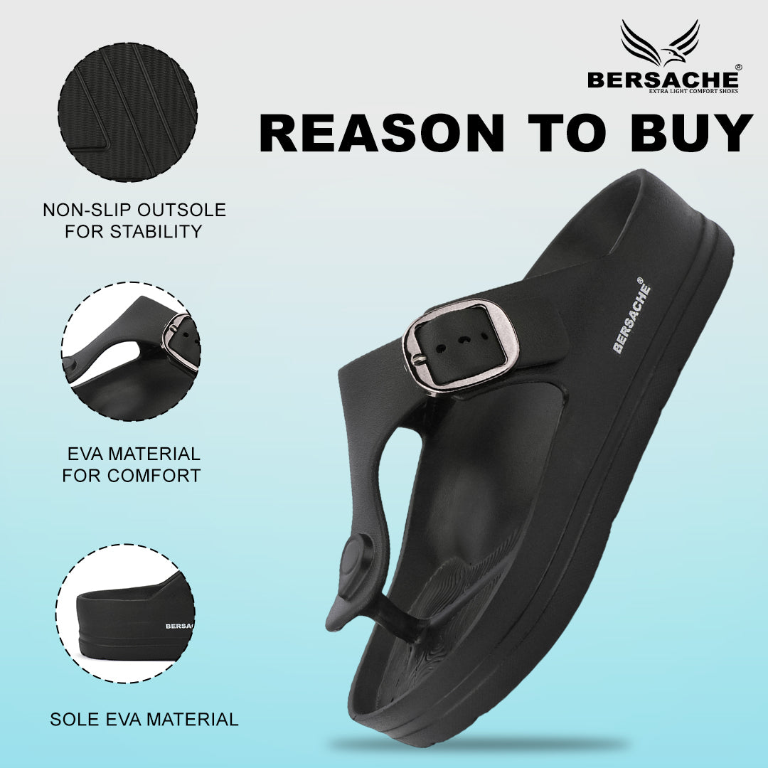 Bersache Extra Soft Classic Casual CHAPPAL with Regular wear with Ultra Soft & Flexibility Technology Slippers for Men's-(6288-Black)