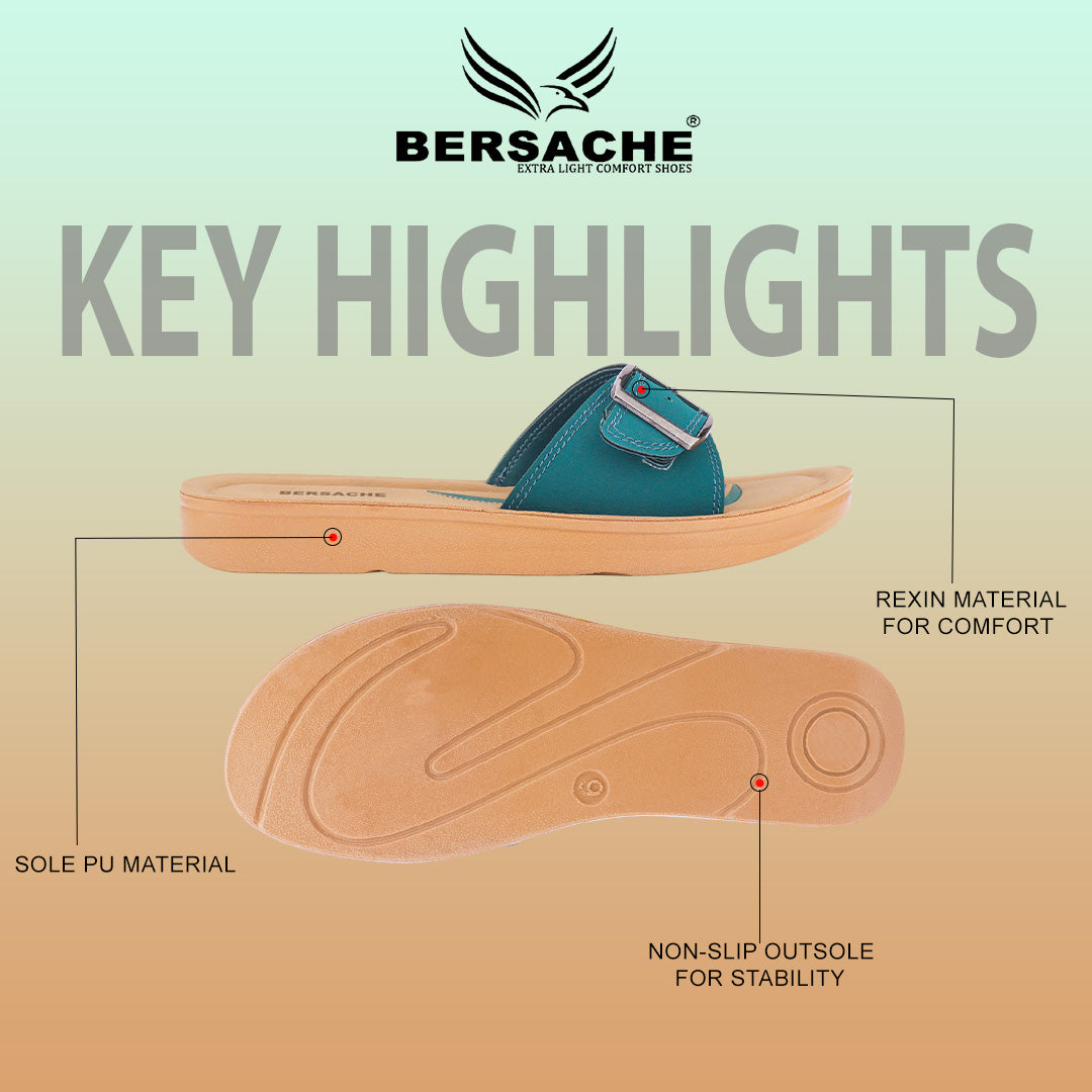 Bersache Extra Soft Classic Casual with Regular wear with Ultra Soft & Flexibility Technology Sandal For Women's/Girl's-Green-6228