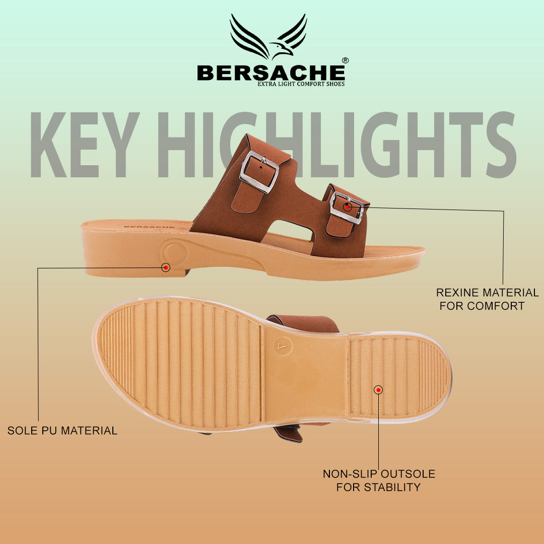Bersache Extra Soft Classic Casual with Regular wear with Ultra Soft & Flexibility Technology Sandal's For Women's & Girl's-Brown-6234