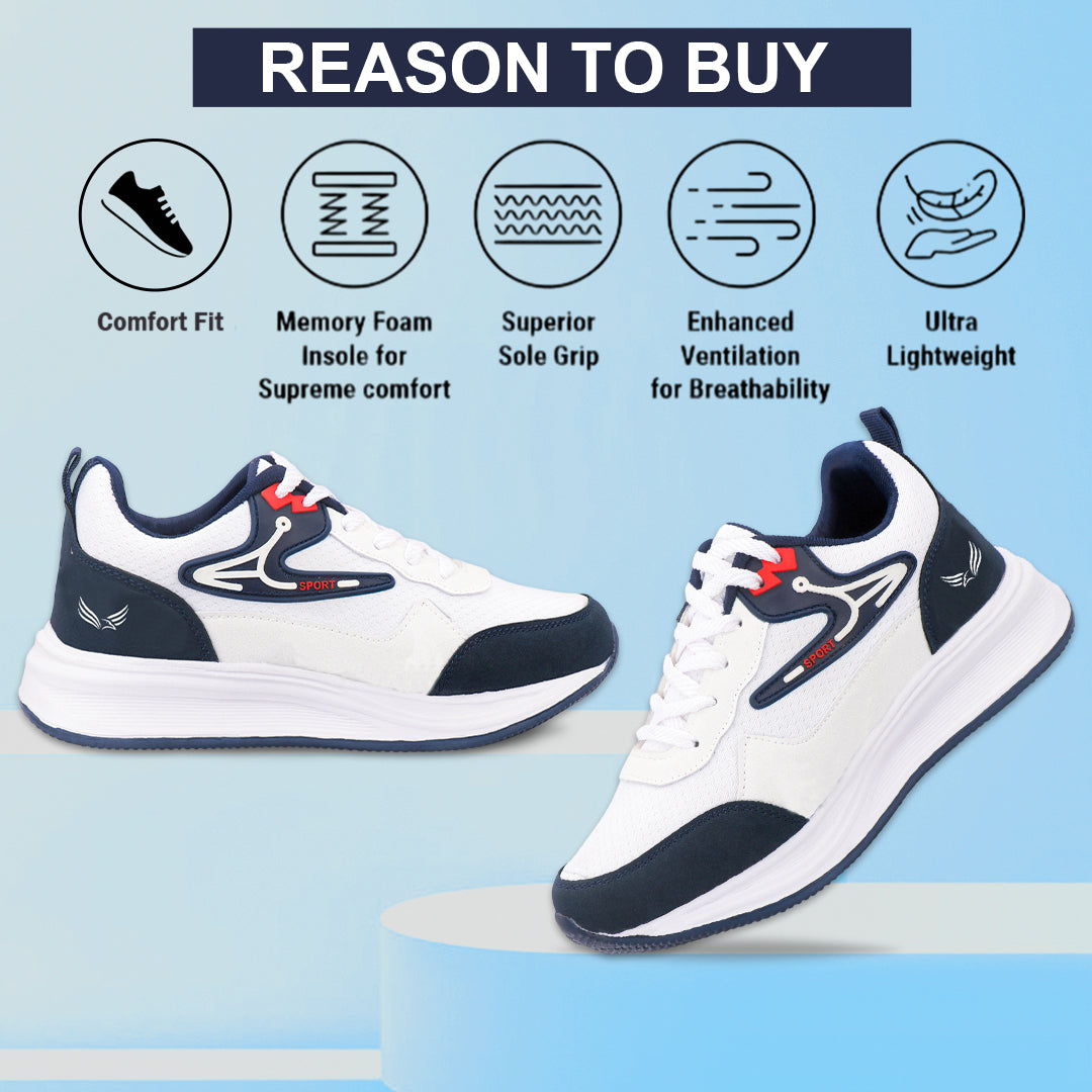 Bersache Premium Sports ,walking,Gym,cricket, Trending Running Shoes For Men's (White-8130)