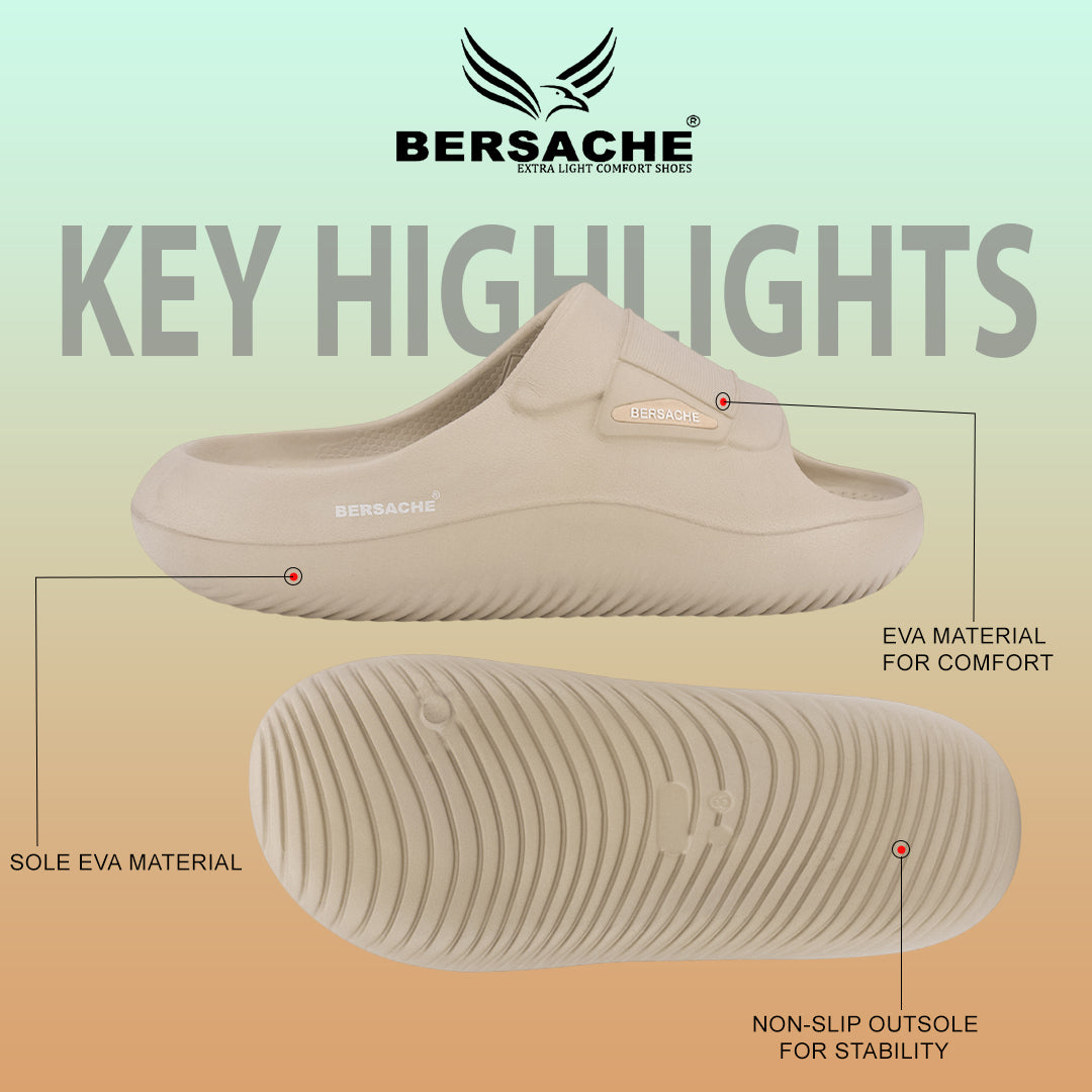 Bersache Extra Soft Classic Casual with Regular wear with Ultra Soft & Flexibility Technology Flip-Flop for Men's-(6282-Beige)