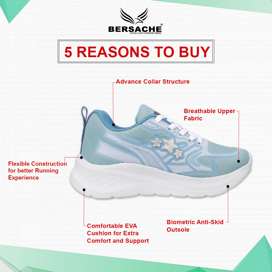 Bersache Casual Sneaker shoe for Women| Soft Cushioned Insole , Slip-Resistance Casuals For Women's-(8174-Blue)