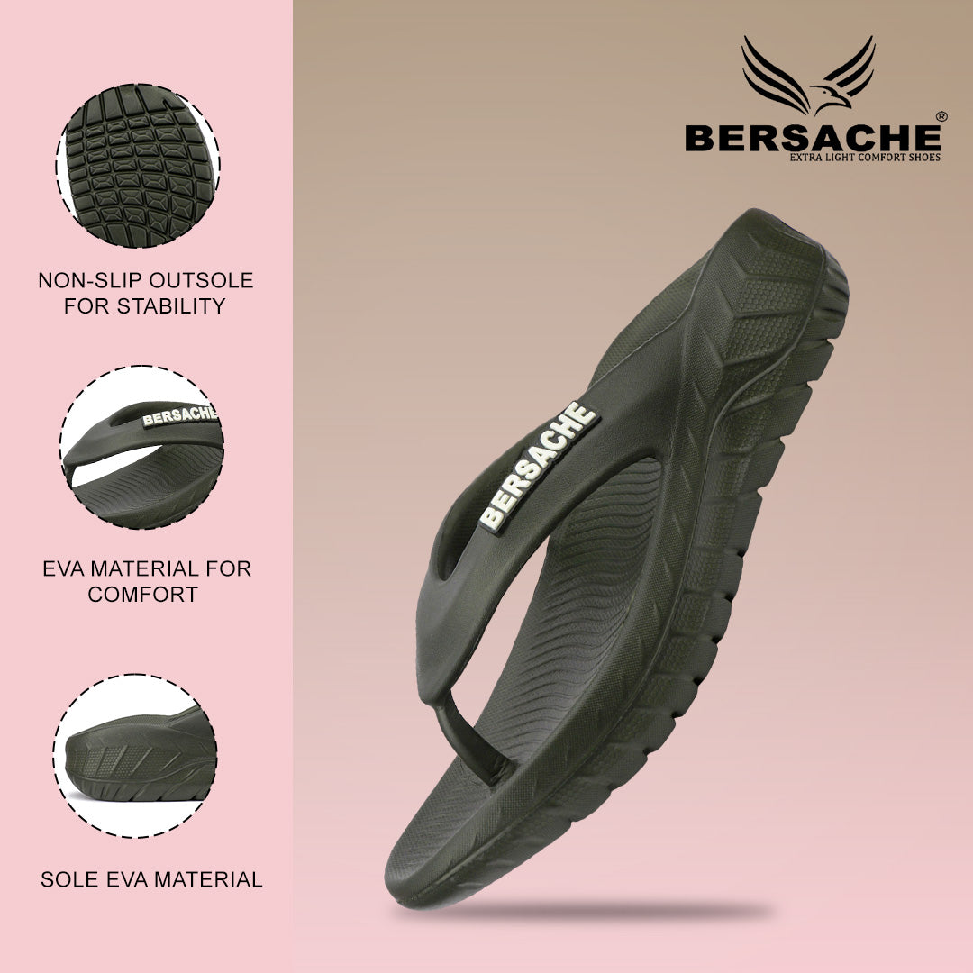 Bersache Extra Soft Classic Casual with Regular wear with Ultra Soft & Flexibility Technology Slipper For Men's & Boy's-Black-6255