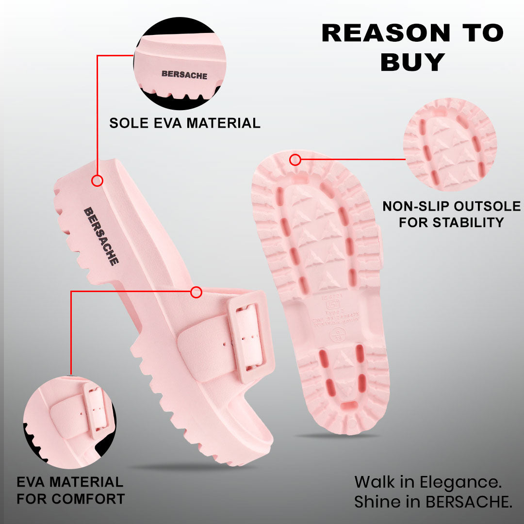 Bersache Extra Soft Classic Casual with Regular wear with Ultra Soft & Flexibility Technology Flip-Flop for Women's-(6307-Pink)