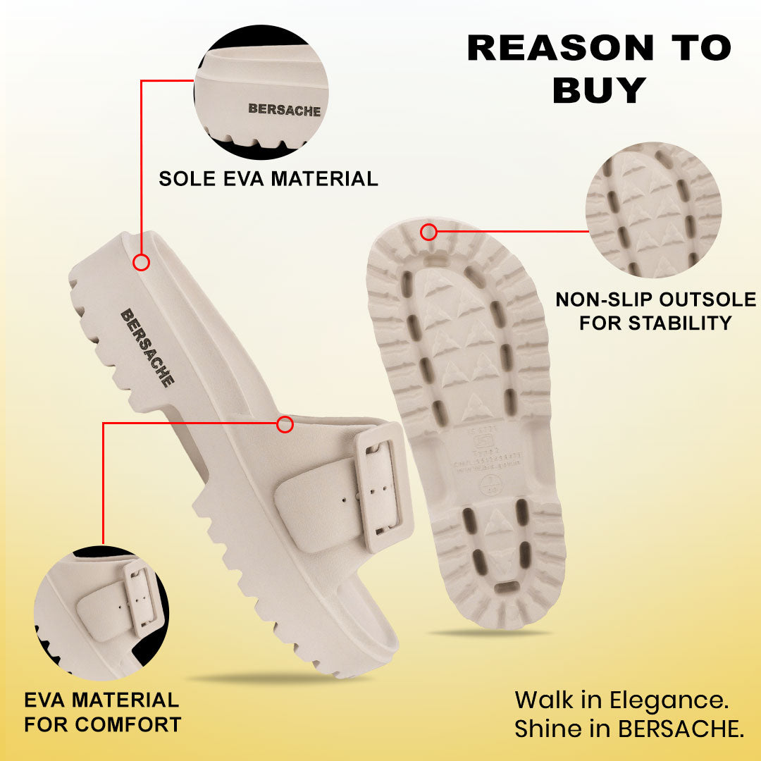 Bersache Extra Soft Classic Casual with Regular wear with Ultra Soft & Flexibility Technology Sandal for Women's-(6308-Beige)