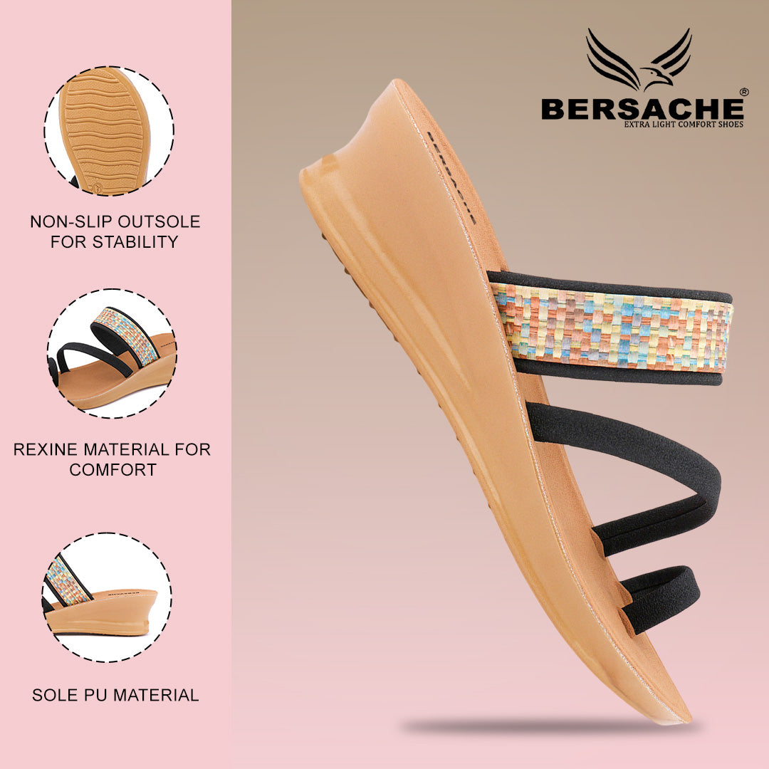 Bersache Extra Soft Classic Casual with Regular wear with Ultra Soft & Flexibility Technology Slipper For Women's & Girl's-(6240-Black)