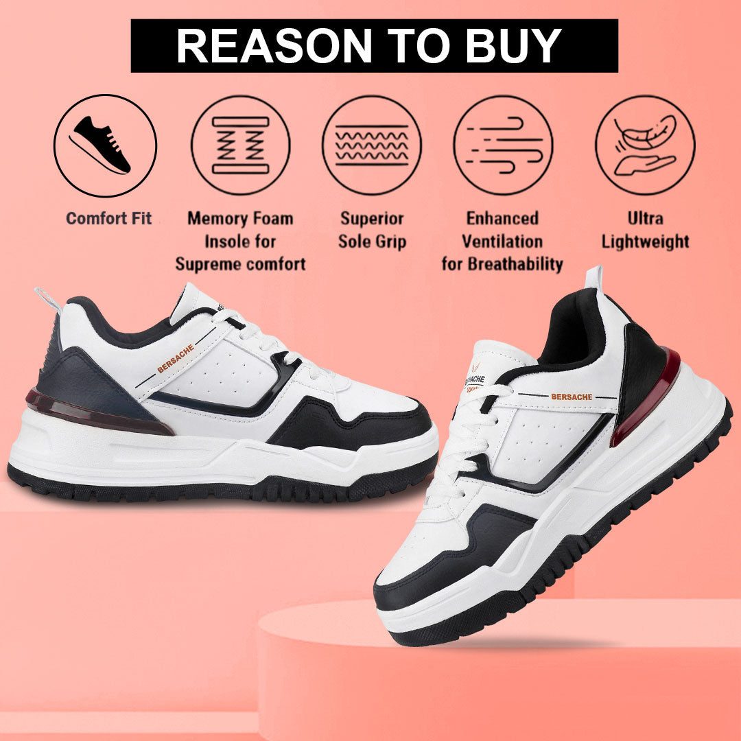 Bersache Premium Sports ,walking,Gym,cricket, Trending Running Shoes For Men's (White-9220)