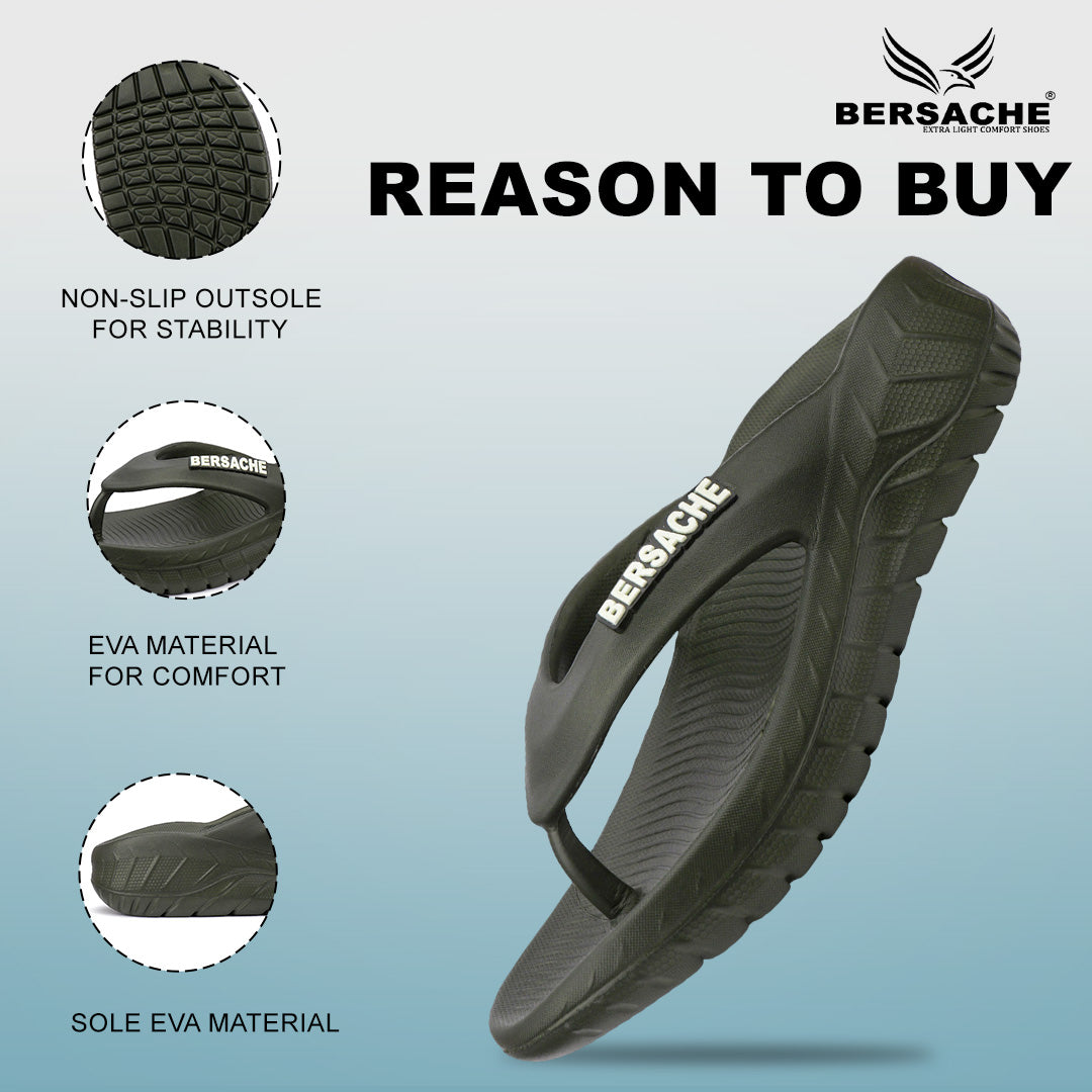 Bersache Extra Soft Classic Casual with Regular wear with Ultra Soft & Flexibility Technology Flip Flop for Men's & Boy's (6255-Black)