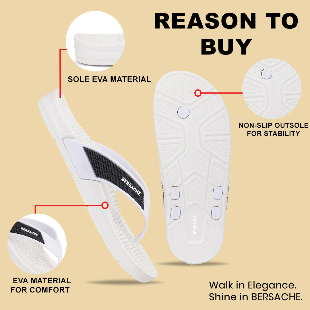 Bersache Extra Soft Classic Casual CHAPPAL with Regular wear with Ultra Soft & Flexibility Technology Slippers for Women's-(6338-White)
