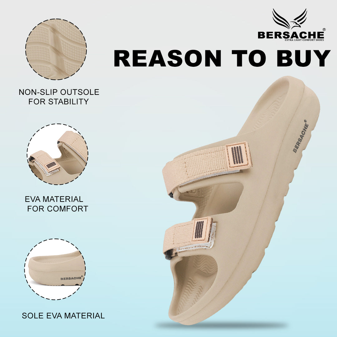 Bersache Extra Soft Classic Casual with Regular wear with Ultra Soft & Flexibility Technology Slipper For Men's & Boy's-(Beige-6287)