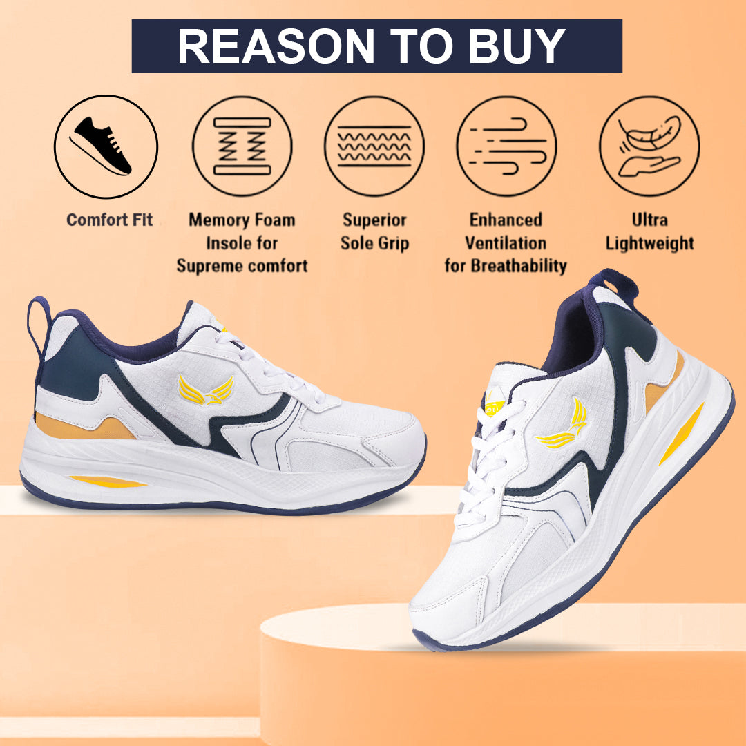 Bersache remium Sports ,walking,Gym,cricket, Trending Running Shoes For Men's-(8116-White)
