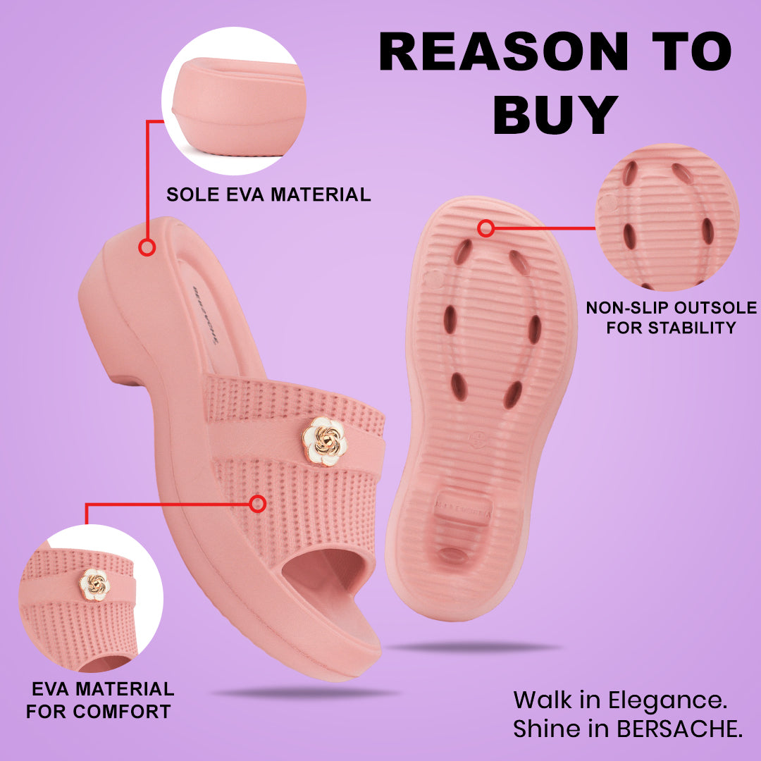 Bersache Extra Soft Classic Casual CHAPPAL with Regular wear with Ultra Soft & Flexibility Technology Slippers for Women's-(6292-Pink)