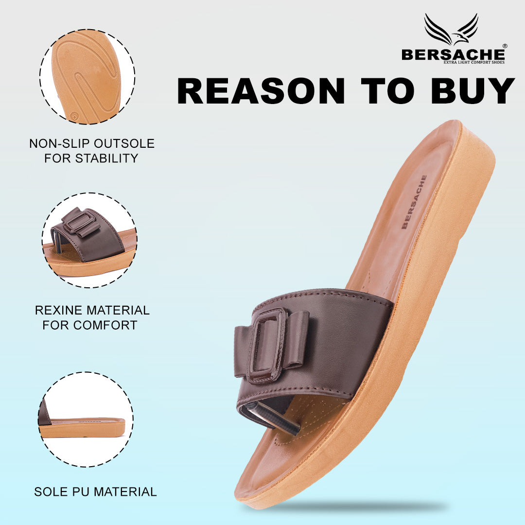 Bersache Extra Soft Classic Casual with Regular wear with Ultra Soft & Flexibility Technology Slipper For Women's & Girl's-Dark(Brown)-6227