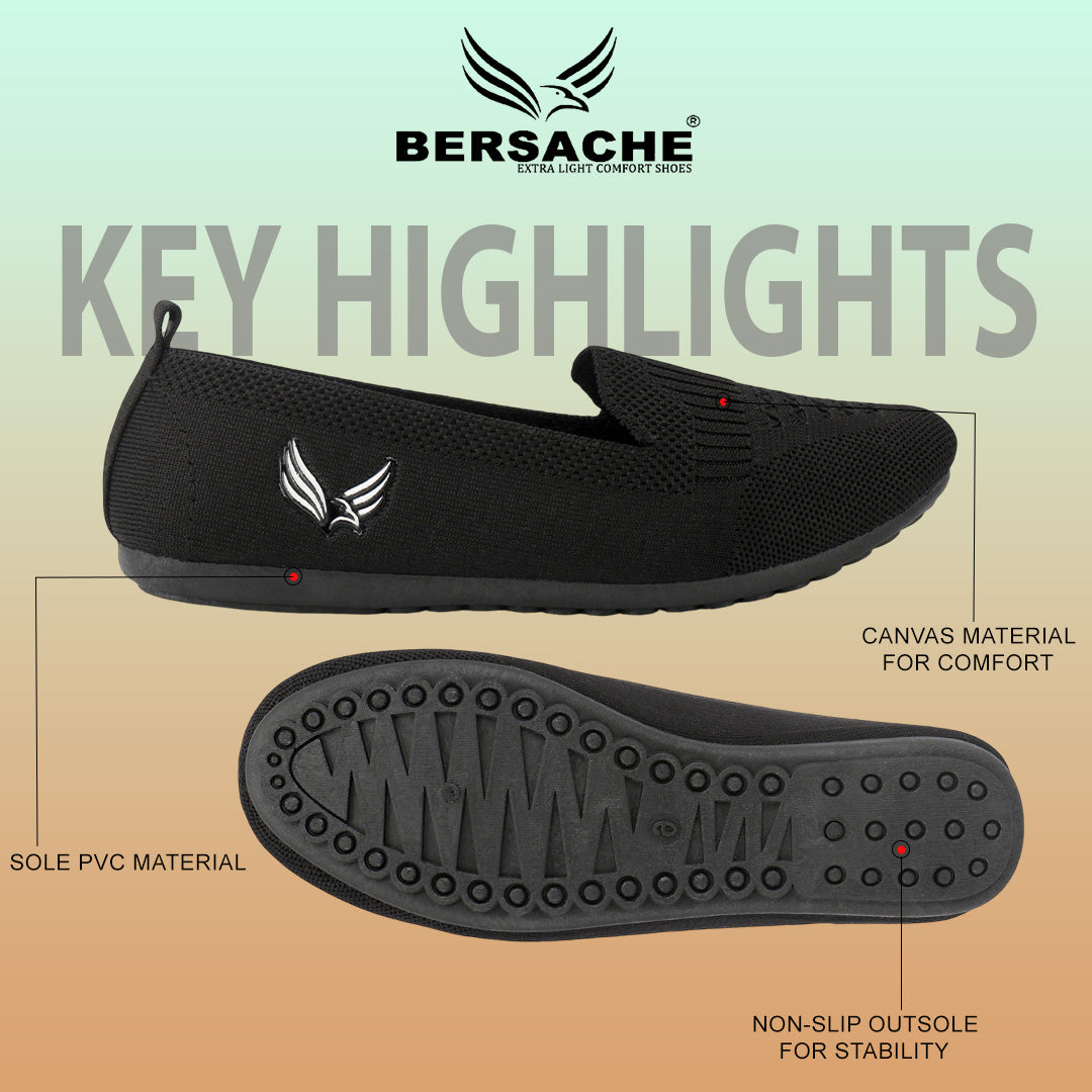 BERSACHE Women's SPORTS – Lightweight, Breathable & Comfortable Daily Wear Shoes(Black-6275).