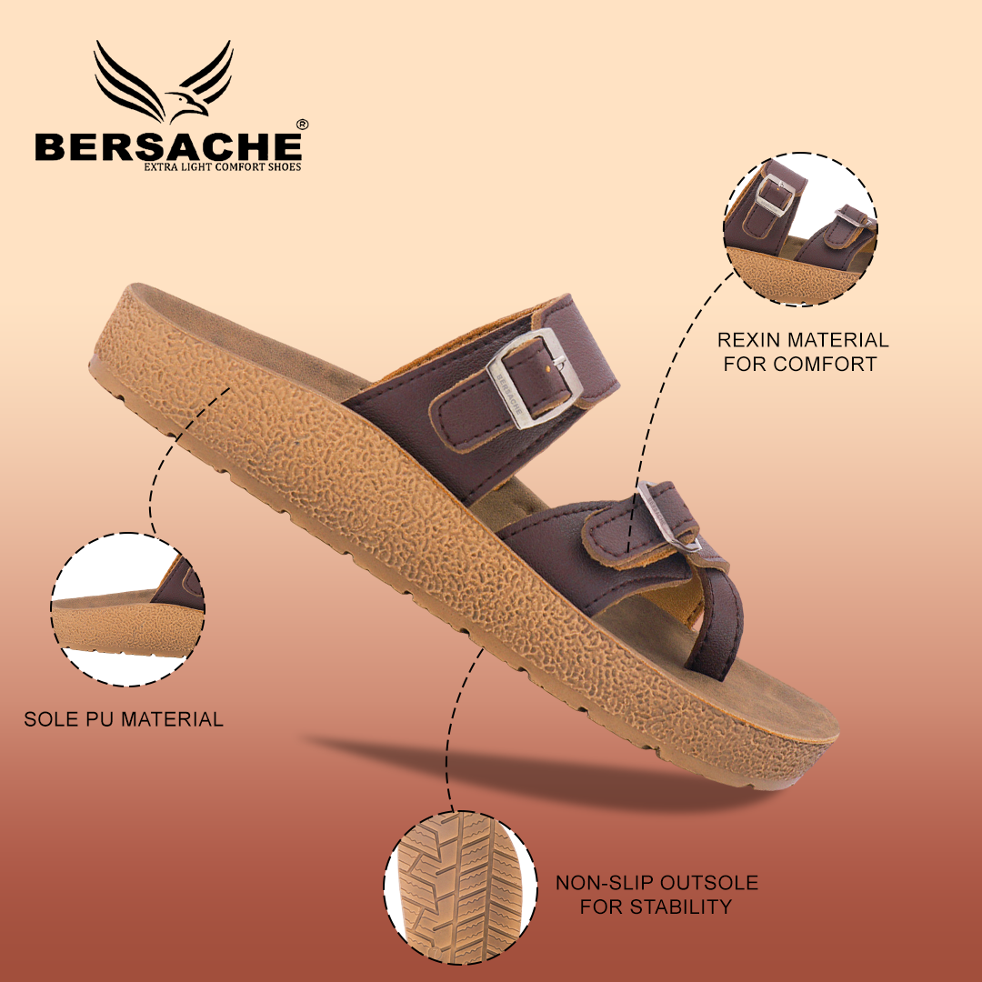 Bersache Extra Soft Classic Casual with Regular wear with Ultra Soft & Flexibility Technology Sandal For men's & boy's-Brown-6224