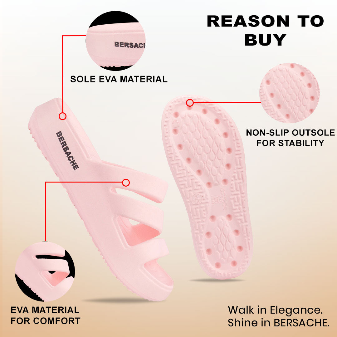 Bersache Extra Soft Classic Casual with Regular wear with Ultra Soft & Flexibility Technology Sandal for Women's-(6310-Pink)