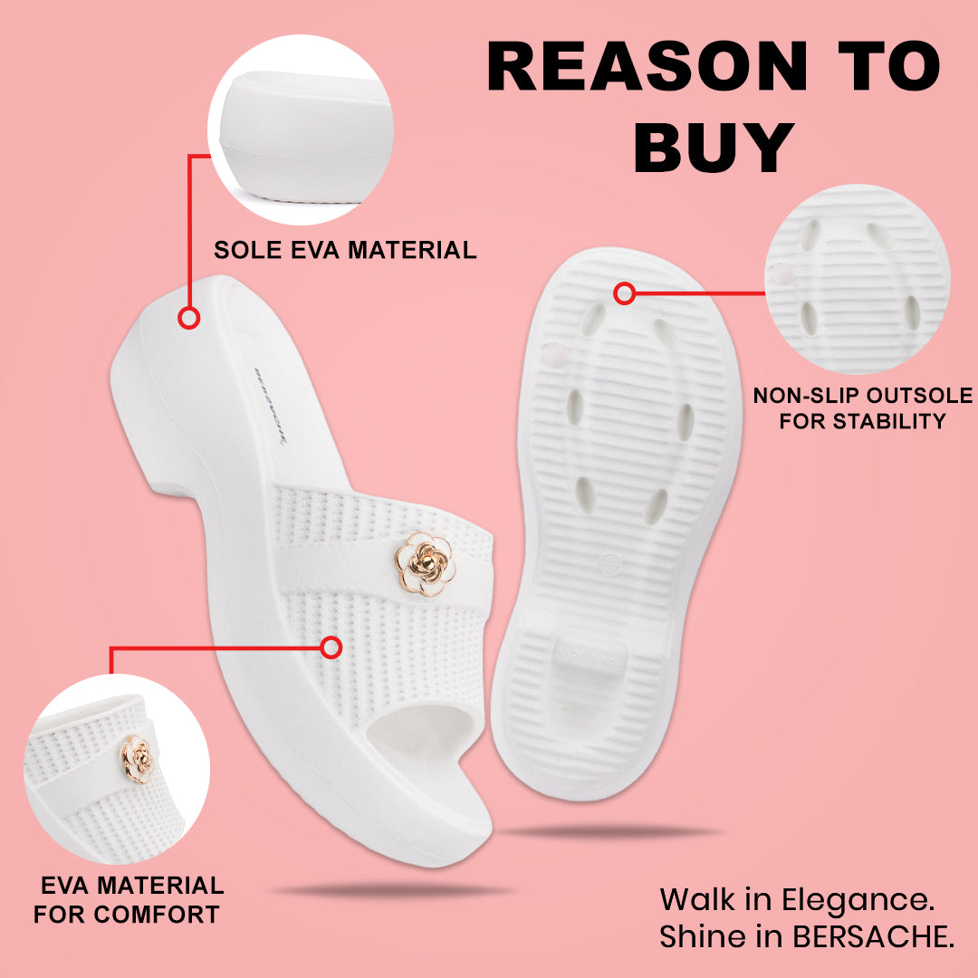 Bersache Extra Soft Classic Casual with Regular wear with Ultra Soft & Flexibility Technology Sandals for Women's-(6291-White)