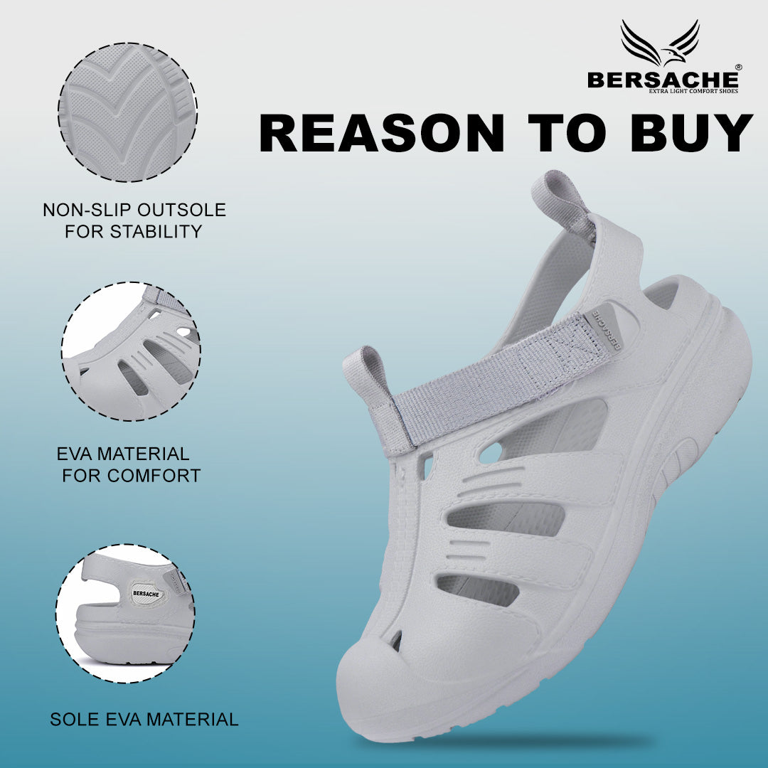 Bersache Extra Soft Classic Casual with Regular wear with Ultra Soft & Flexibility Technology clog For Men's & Boy's-Grey-6264