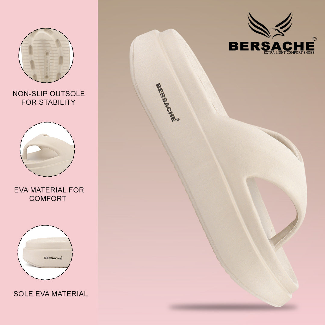 Bersache Extra Soft Classic Casual with Regular wear with Ultra Soft & Flexibility Technology Slipper For Women's & Girl's-(Begie-6265)