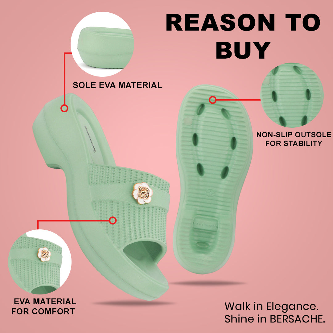 Bersache Extra Soft Classic Casual with Regular wear with Ultra Soft & Flexibility Technology Flip-Flop for Women's-(6293-Green)