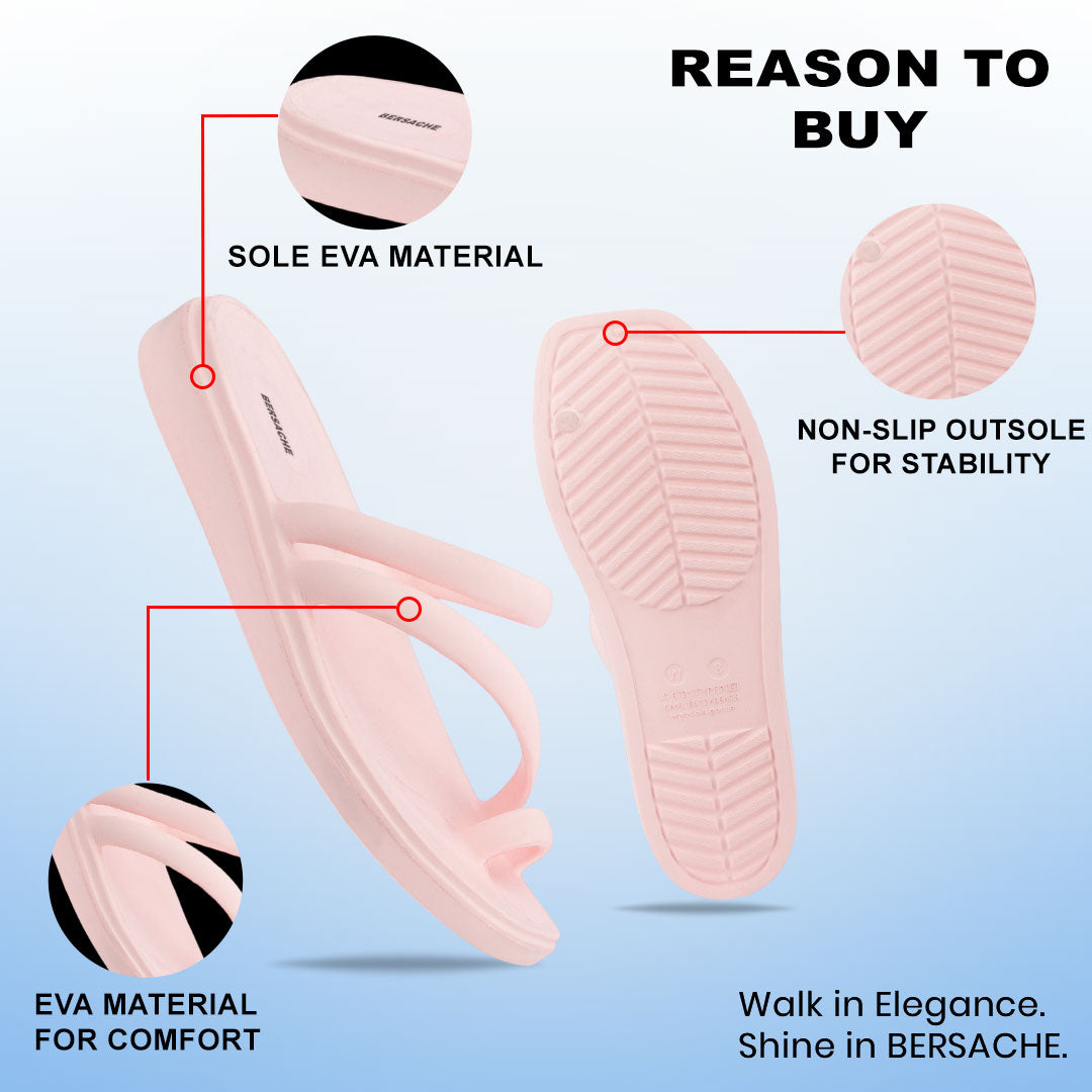 Bersache Extra Soft Classic Casual with Regular wear with Ultra Soft & Flexibility Technology Slipper for Women's-(6305-Pink)