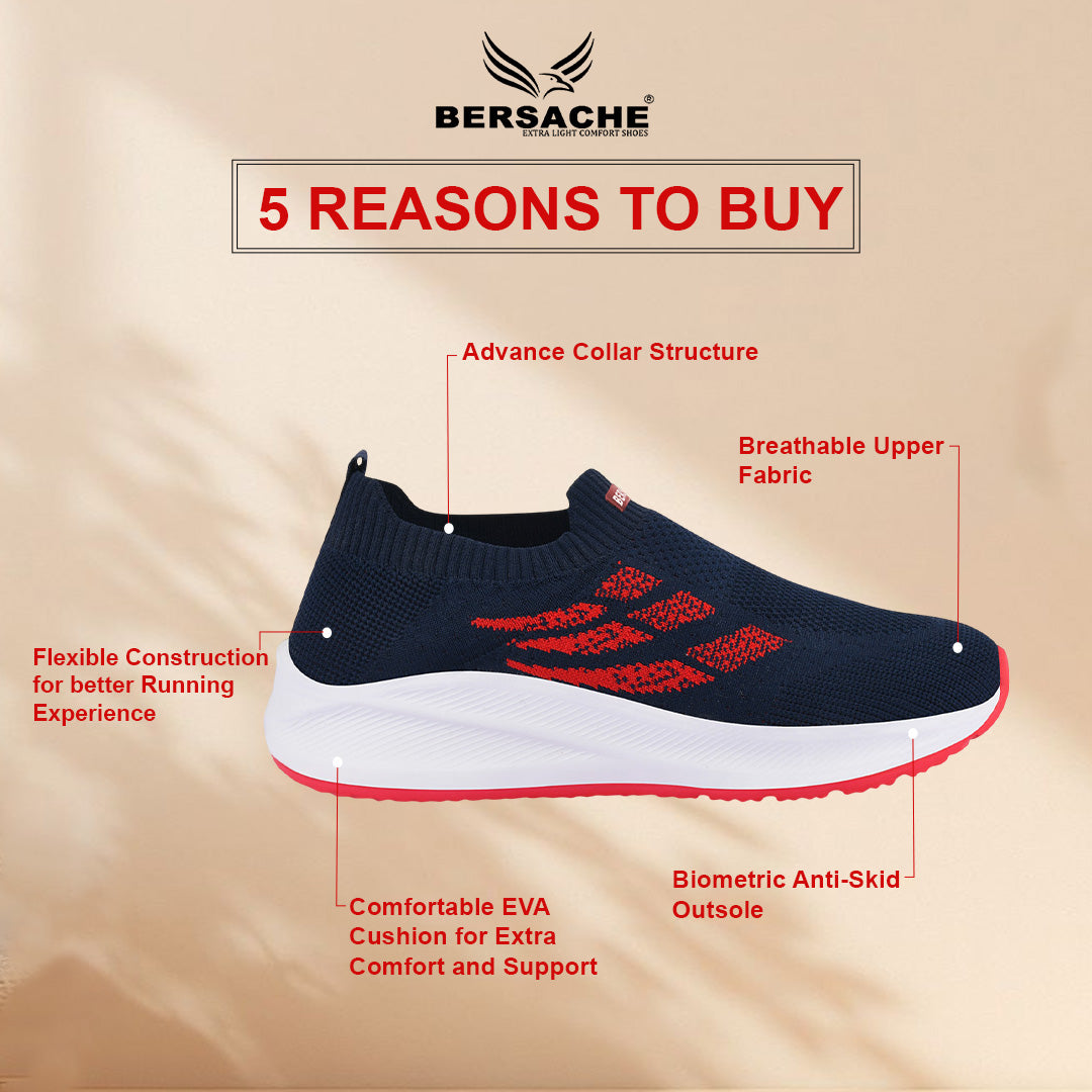 Bersache Lightweight Casual Sneaker Shoes For Men (Black-8111)