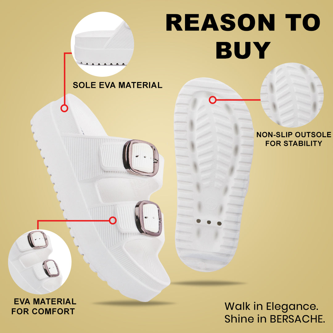 Bersache Extra Soft Classic Casual with Regular wear with Ultra Soft & Flexibility Technology Sandals for Women's-(6294-White).