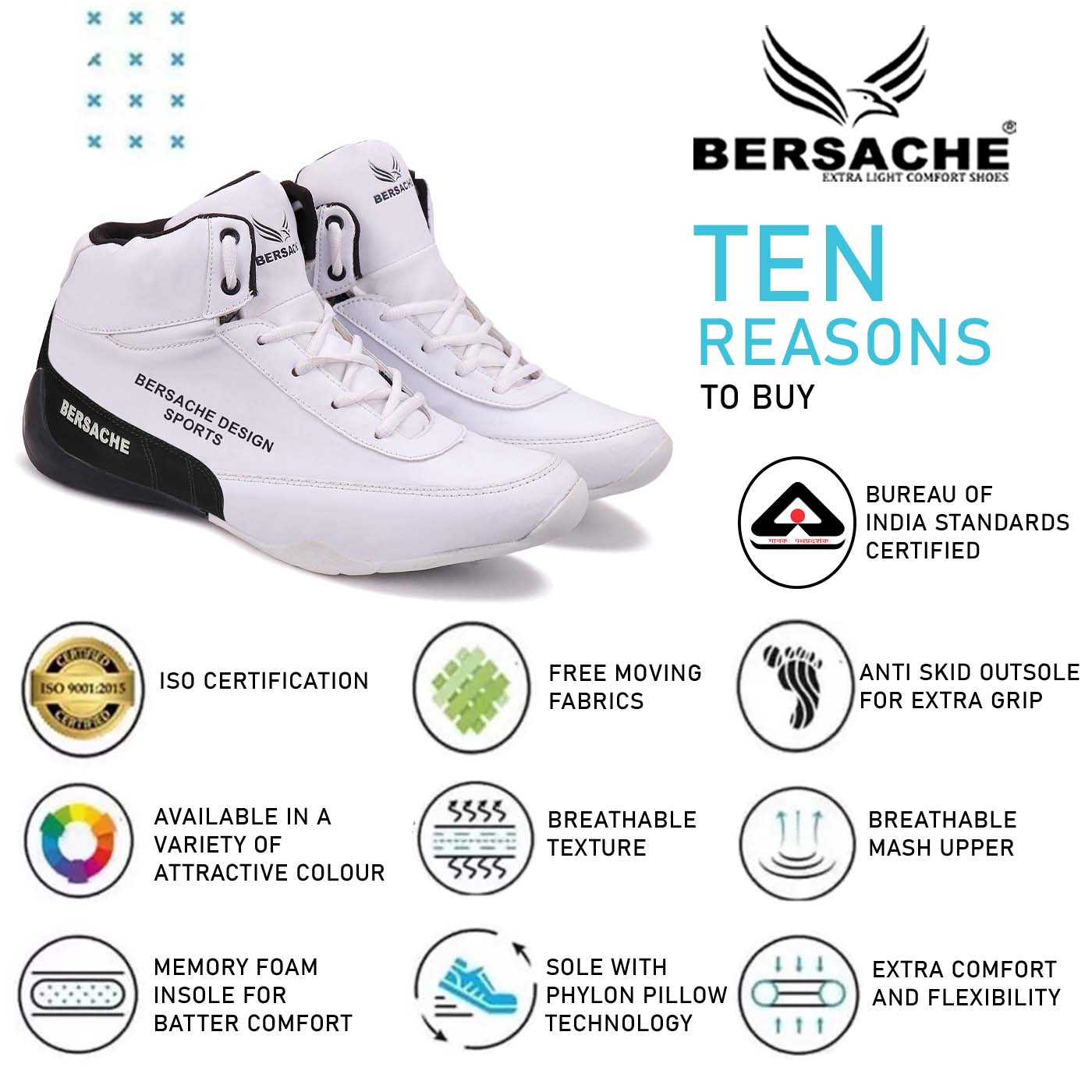 Bersache Casual Sneaker Shoes For Men (White - 9016)