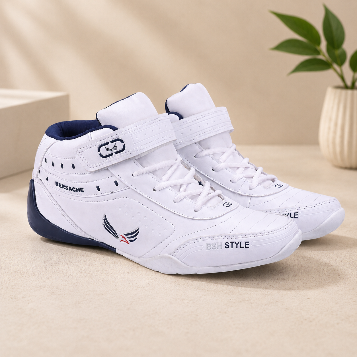 Bersache Lightweight Sports Running Shoes For Men White-9018.