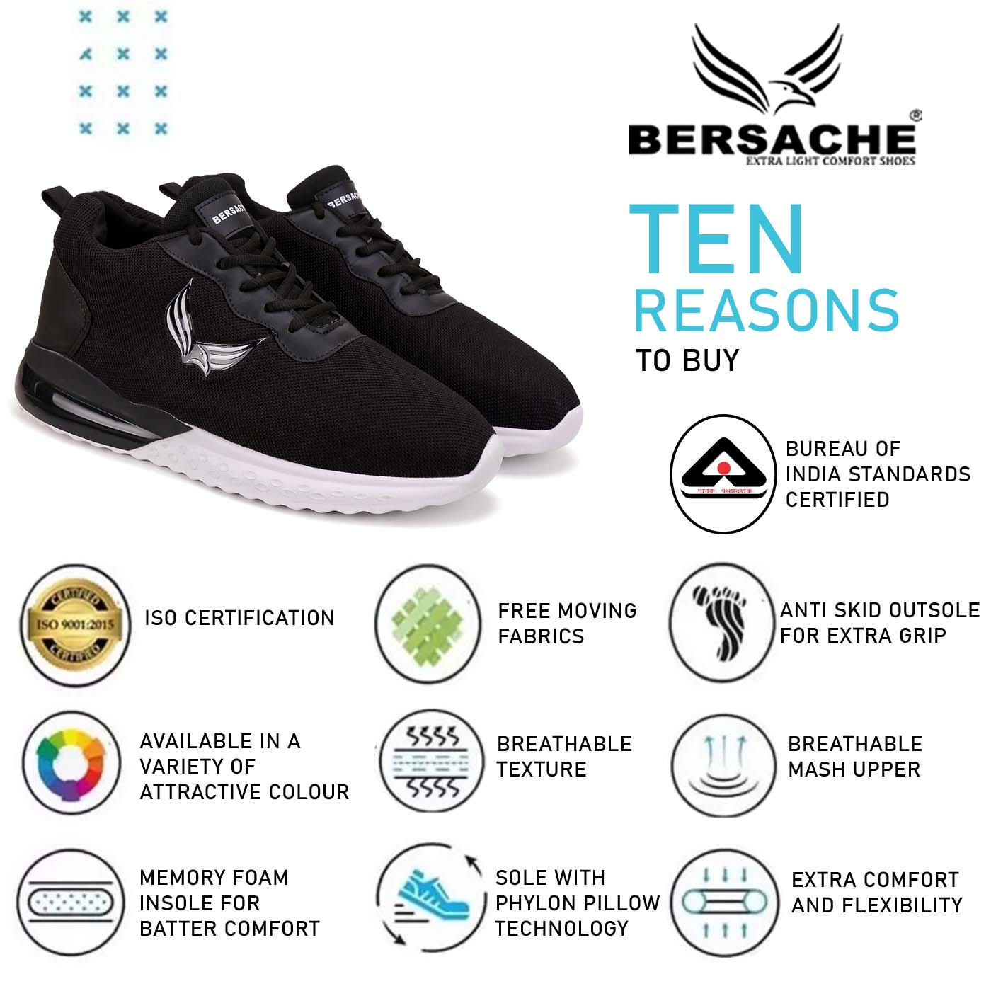Bersache Casual Shoes For Men (Black) - 9025
