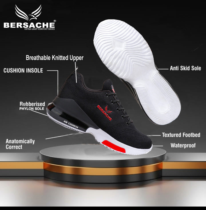 Bersache Casual Shoe With High Quality Sole (Black) - 9047