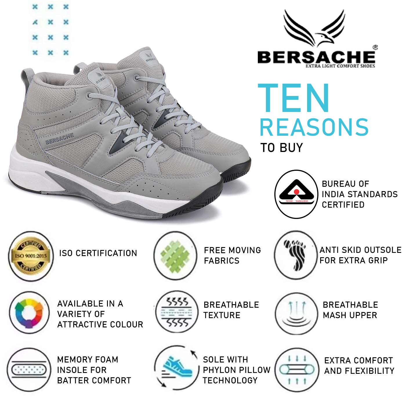 Bersache Casual Shoes For Men Grey-9069