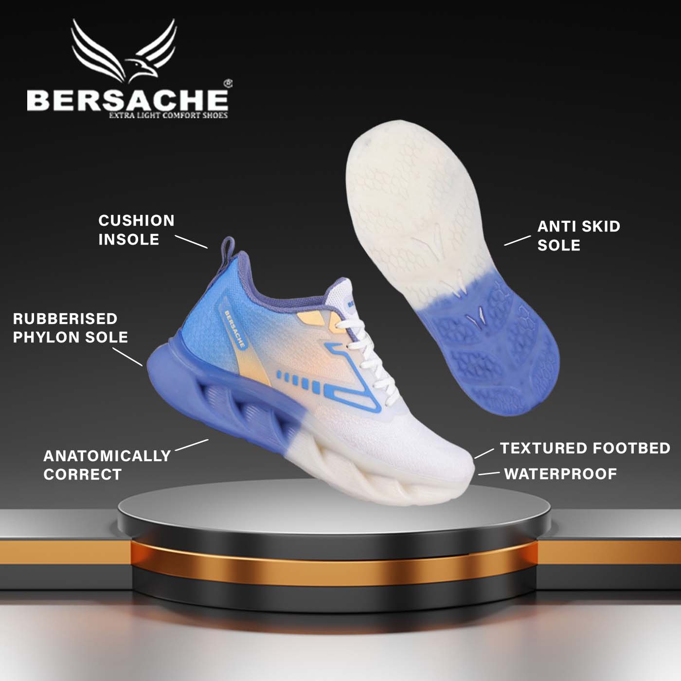 Bersache Sneaker, Loafers ,Casual With Extra Comfort Sneakers For Men (9169-Blue)