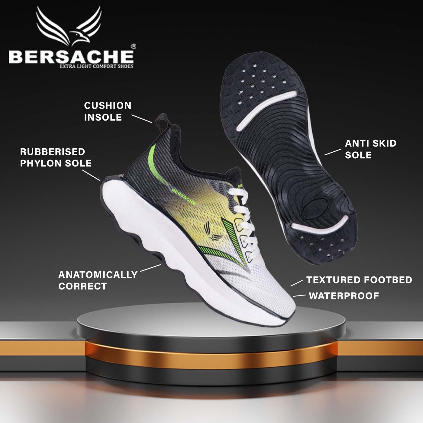 Bersache Sneaker, Loafers ,Casual With Extra Comfort Sneakers For Men (9175-Grey)