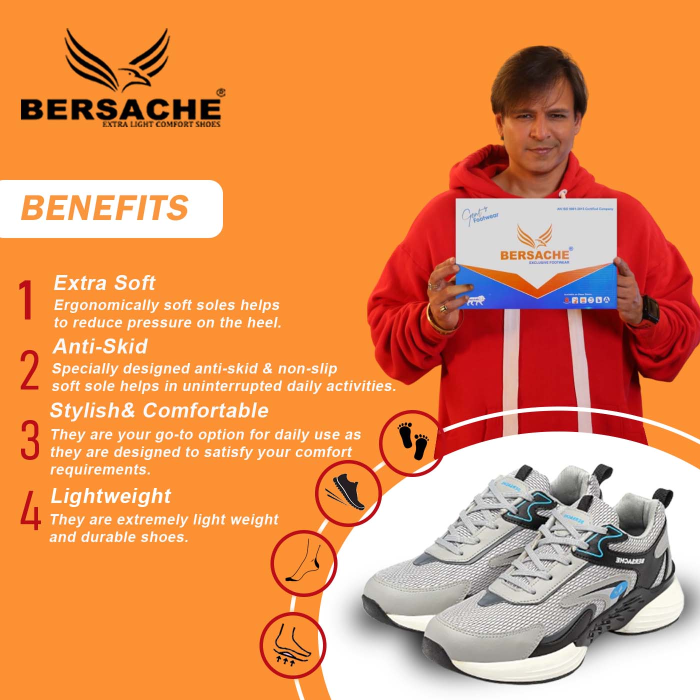 Bersache Sneaker, Loafers ,Casual With Extra Comfort Sneakers For Men (9182-Grey)