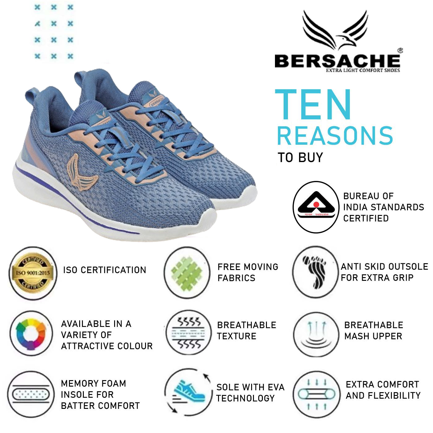 Bersache Premium Sports ,Gym, Trending Stylish Running shoes for Women's/GIRL's (9186-Blue)