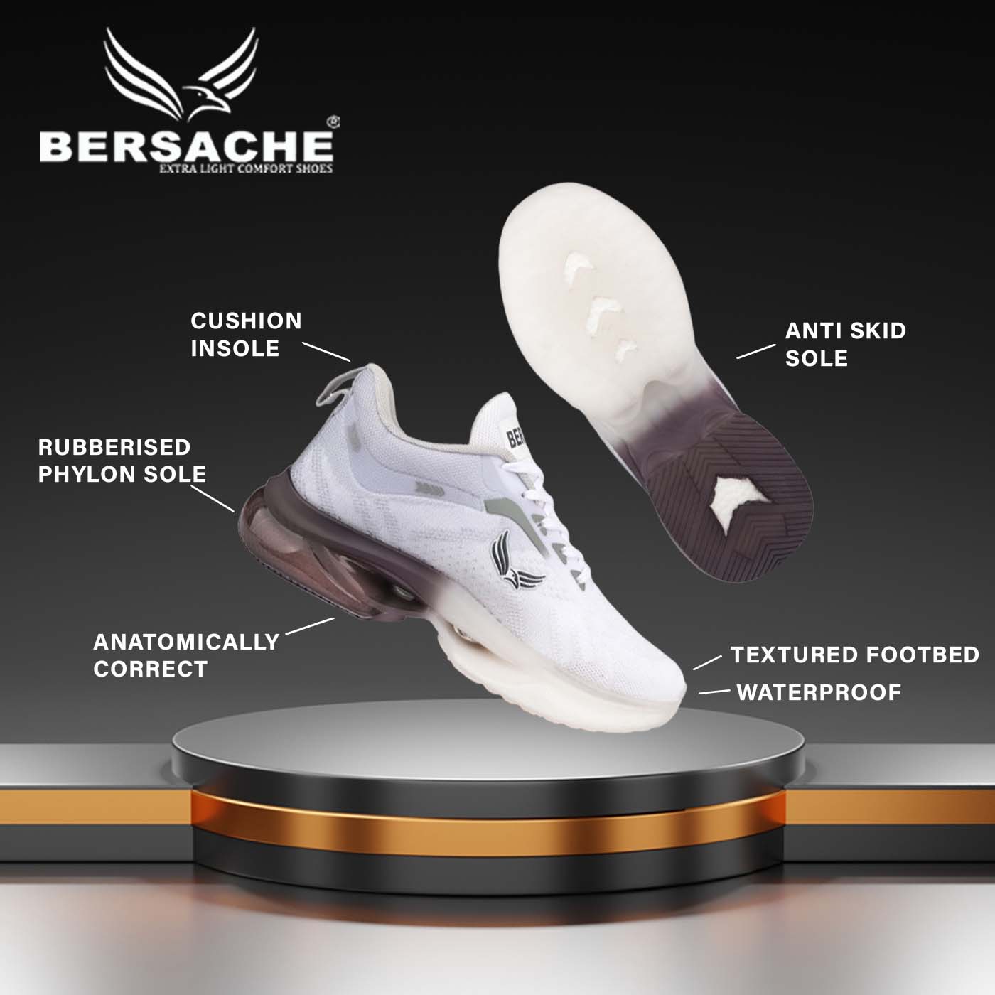 Bersache Premium Sports ,Gym, Trending Stylish Running Shoes For Men (9188-Black)