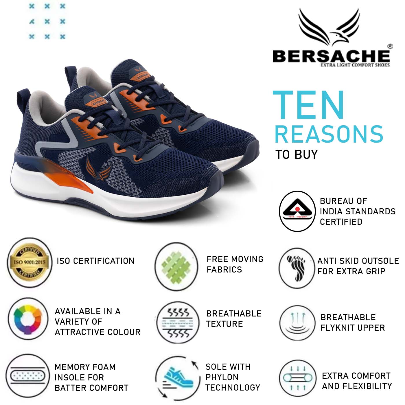 Bersache Premium Sports ,Gym, Trending Stylish Running Shoes For Men (9202-Blue).